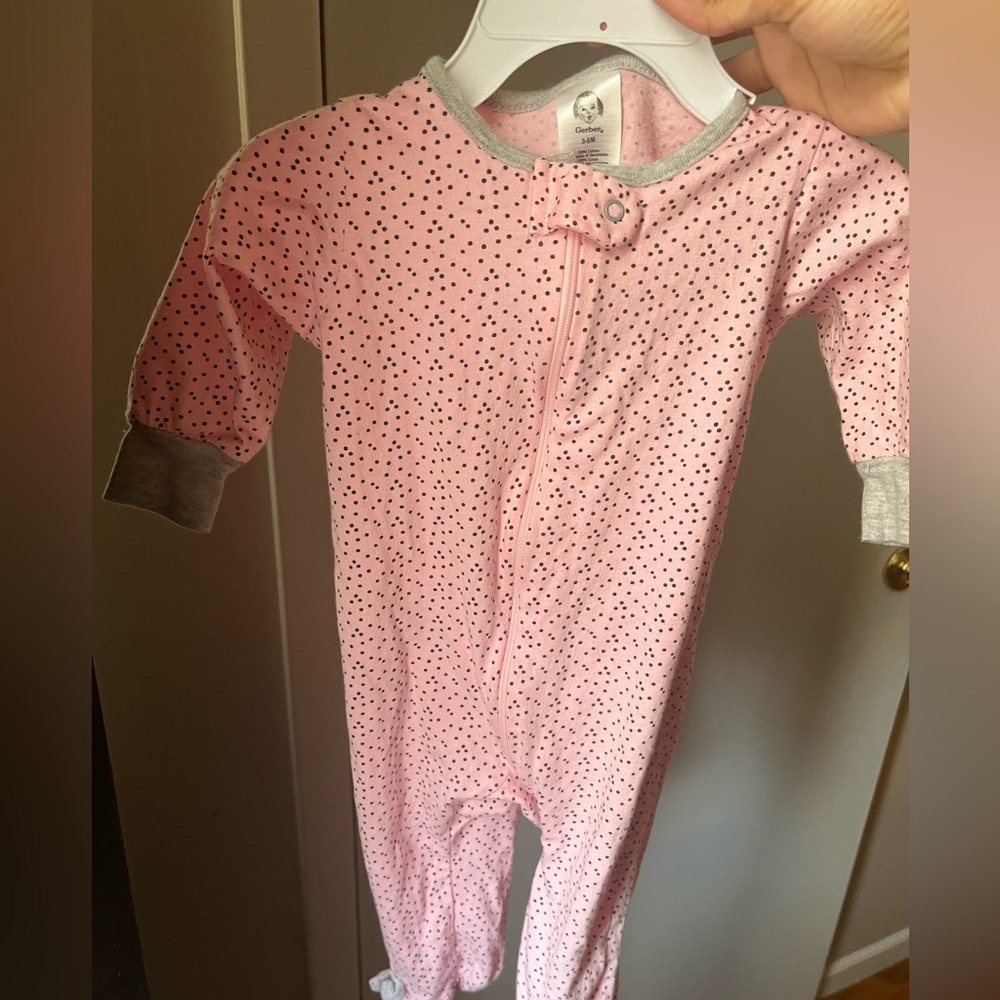 Gerber Pink and Gray Kids One Piece Footie
